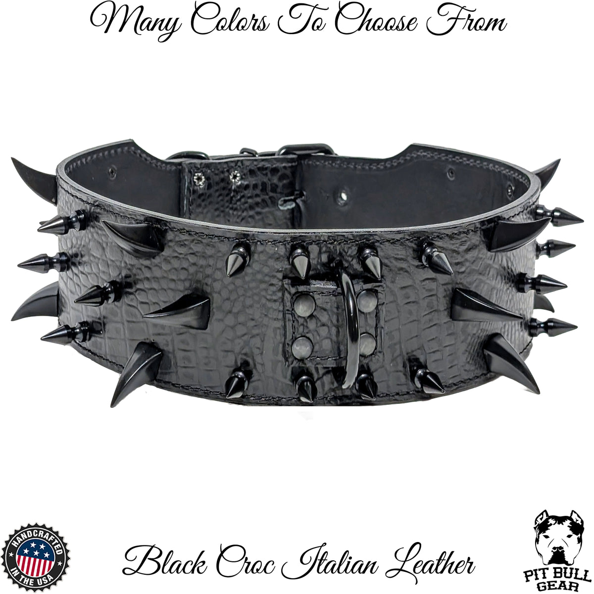 XC30 - 3" Wide Spiked Leather Dog Collar