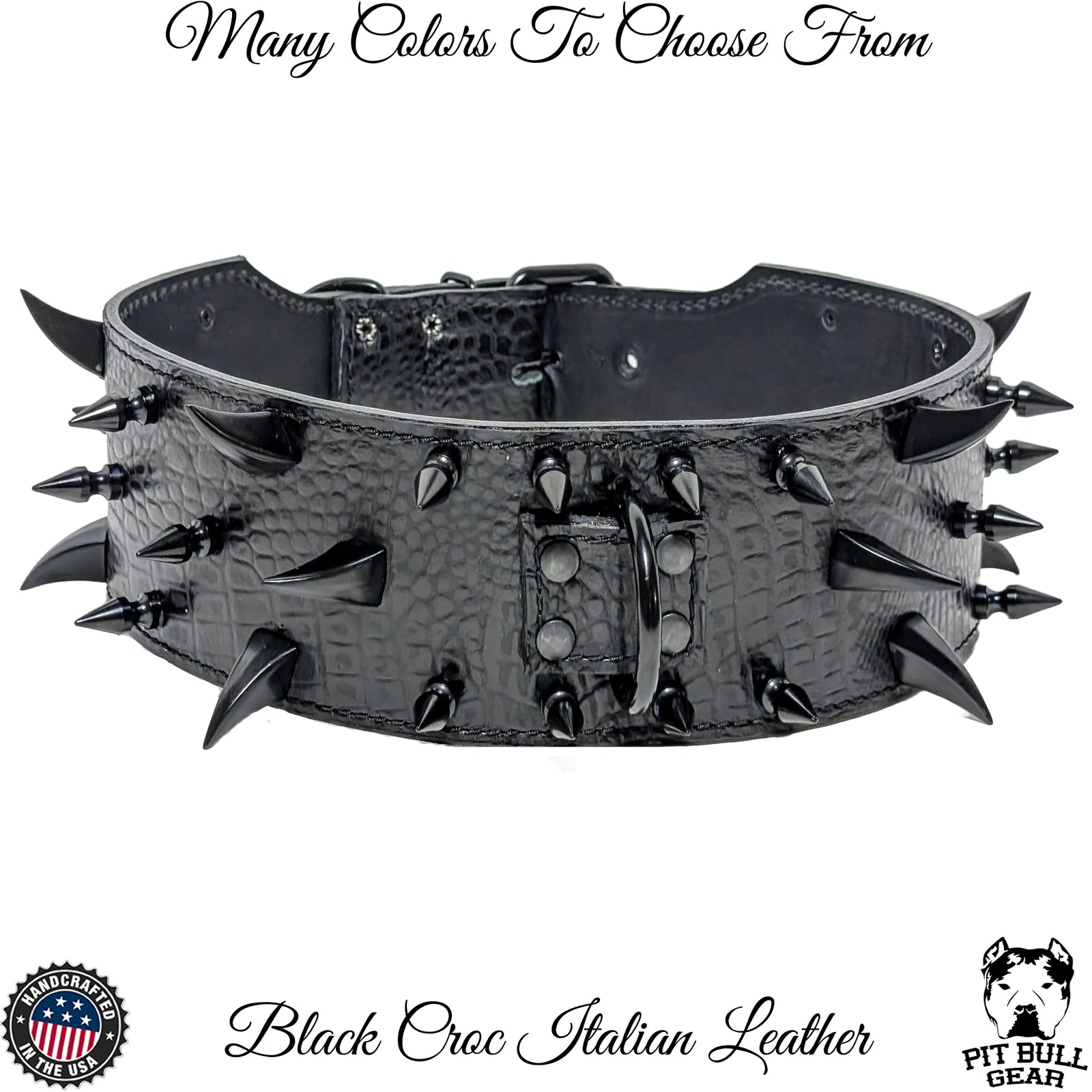 XC30 - 3" Wide Spiked Leather Dog Collar