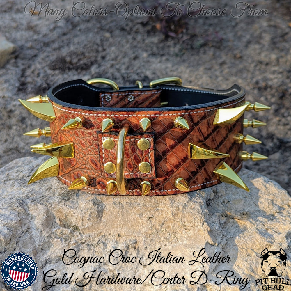 XC30 - 3" Wide Spiked Leather Dog Collar