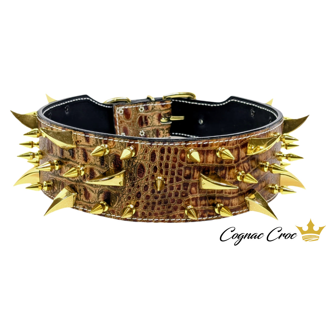 XC30 - 3&quot; Wide Spiked Leather Dog Collar