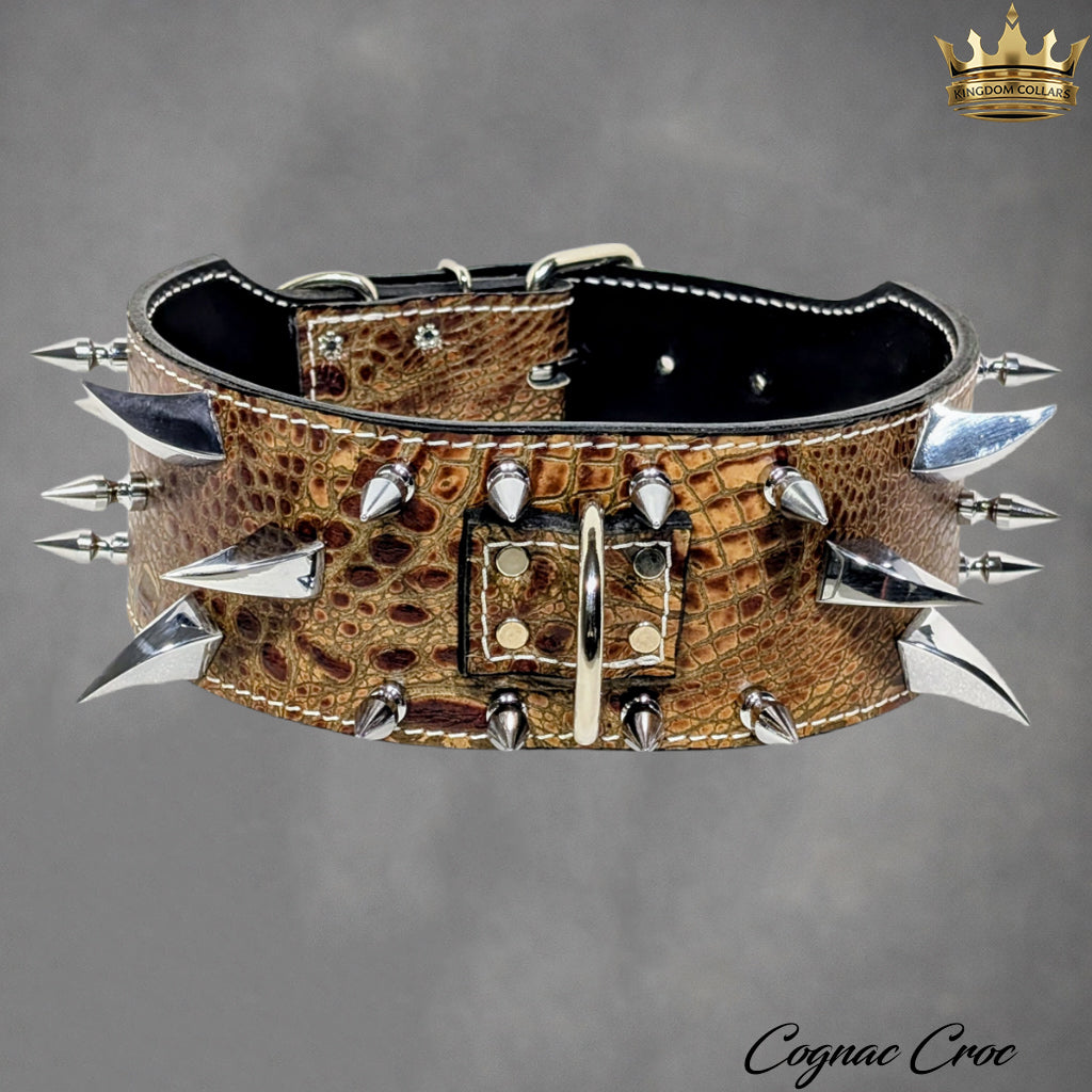 XC30 - 3" Wide Spiked Leather Dog Collar