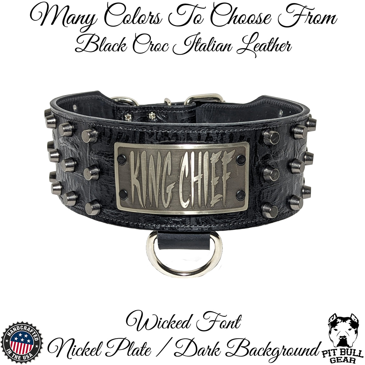 XN1 - 3" Wide Personalized Studded Leather Dog Collar