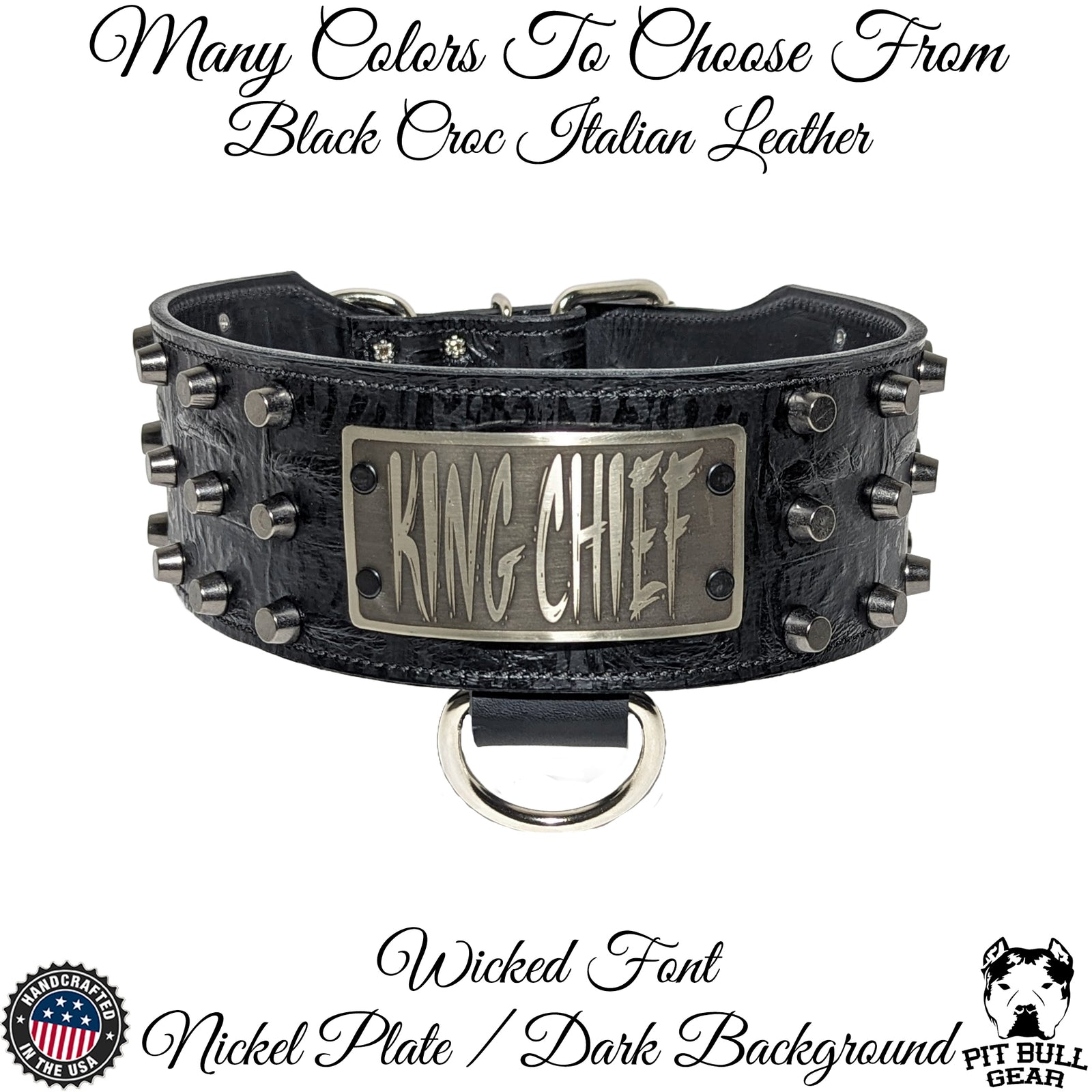 XN1 - 3" Wide Personalized Studded Leather Dog Collar