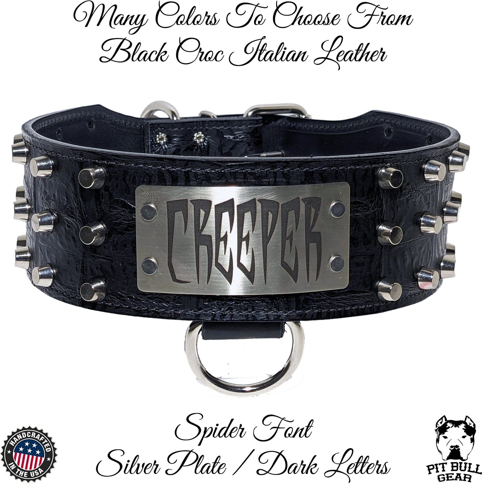 XN1 - 3" Wide Personalized Studded Leather Dog Collar