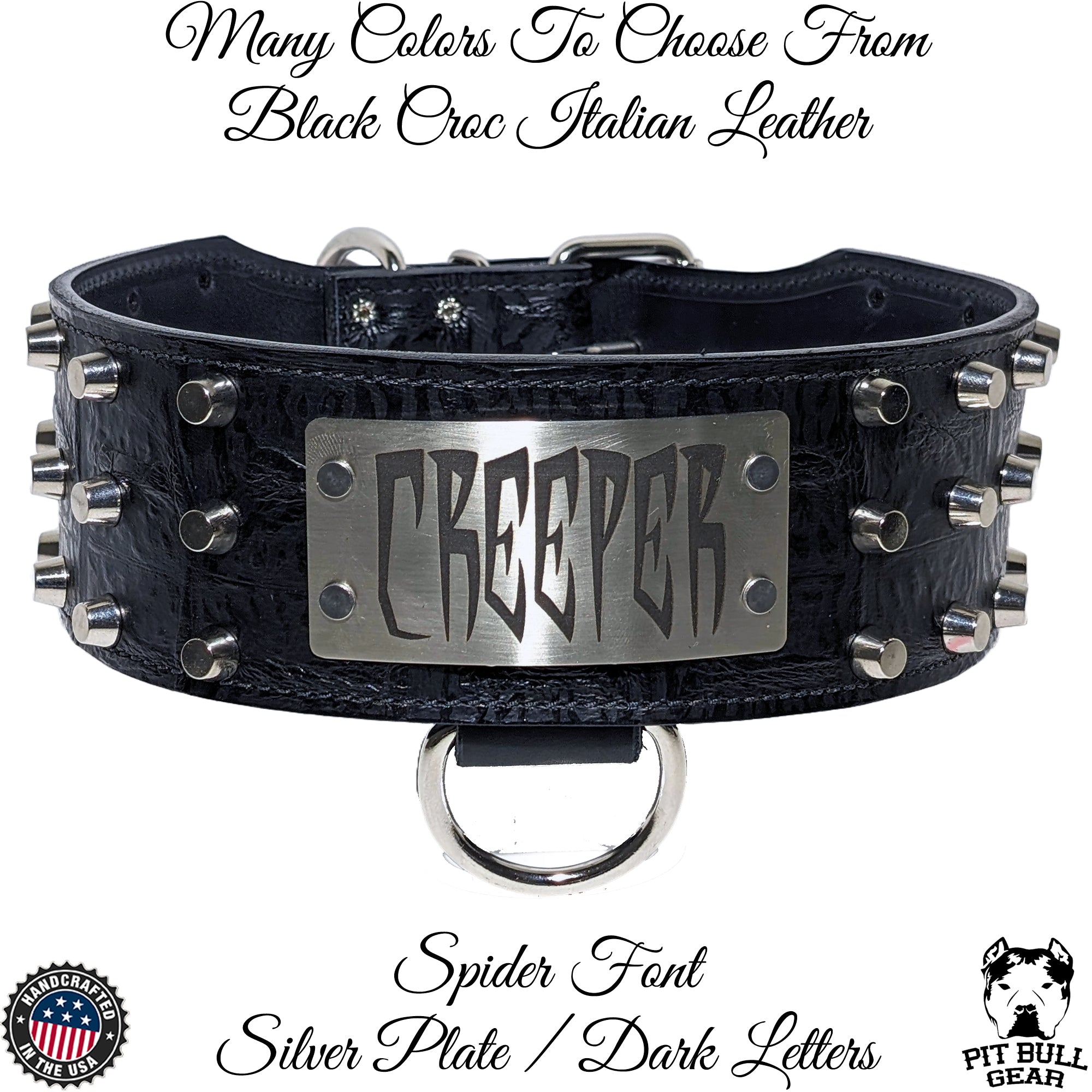 XN1 - 3" Wide Leather Dog Collar Personalized Nameplate Studded