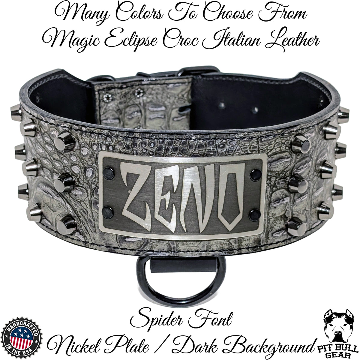 XN1 - 3" Wide Personalized Studded Leather Dog Collar