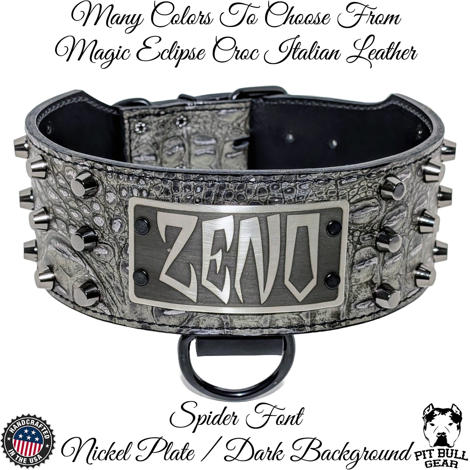 XN1 - 3" Wide Personalized Studded Leather Dog Collar