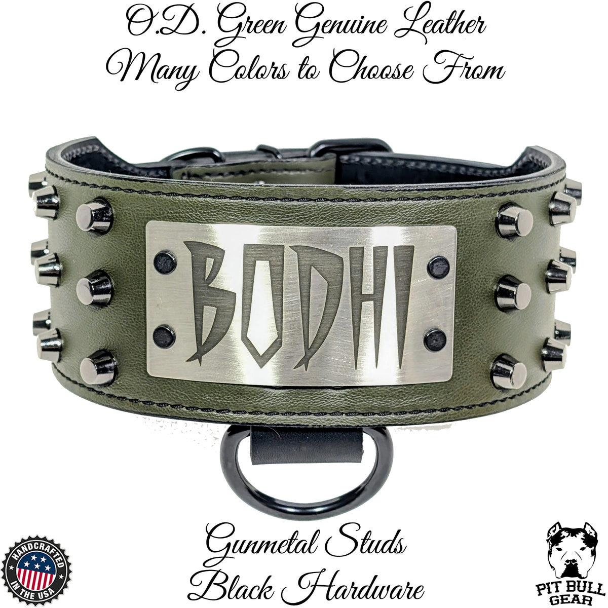 XN1 - 3" Wide Personalized Studded Leather Dog Collar