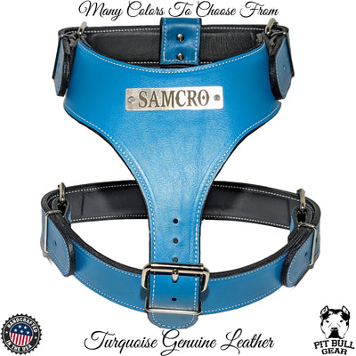 Personalized Leather Dog Harness, Heavy Duty Leather Dog Harness - NH4