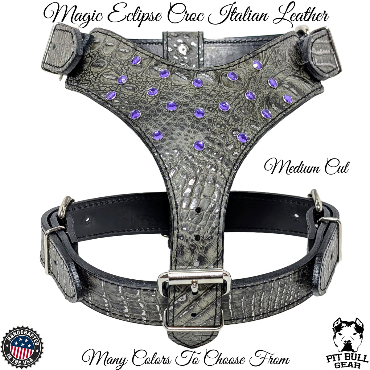 Y24 - Leather Dog Harness with Gems