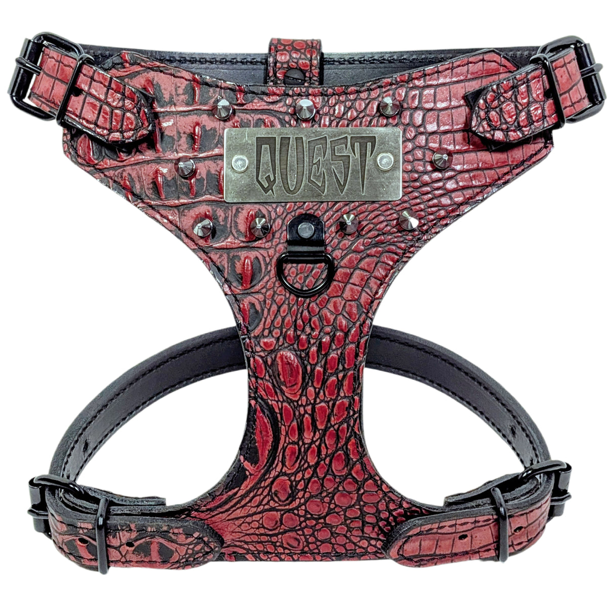 FBH3 - French Bulldog Personalized Leather Harness with Spikes