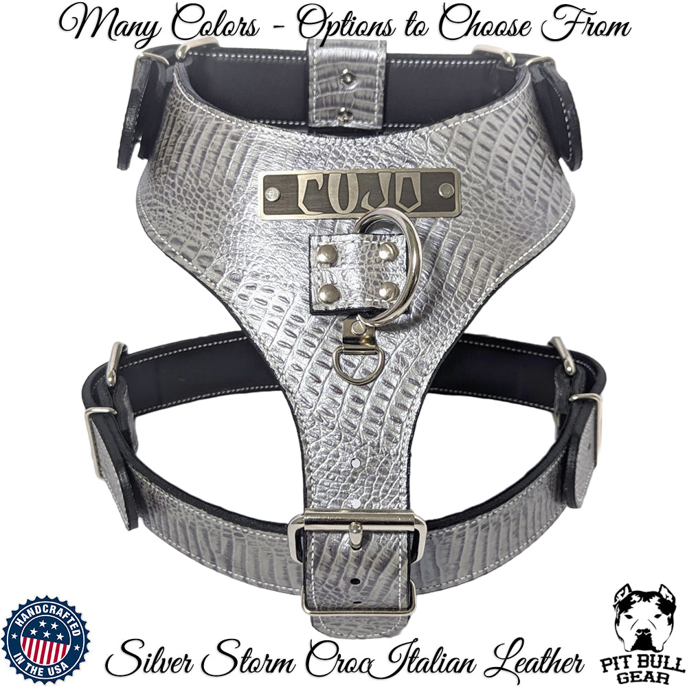 Personalized Leather Dog Harness, Heavy Duty Leather Harness - NH4
