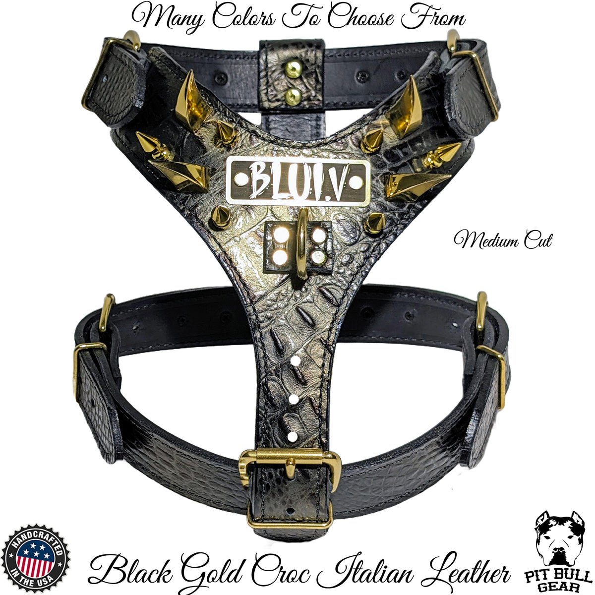 Y04 - Arnês de couro cravejado com cruz maltesa