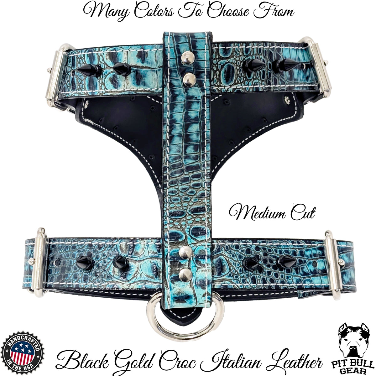 Y05 - Arnês para cães de couro com pontas