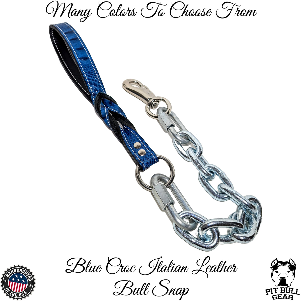 Super Heavy Silver Chain Lead - Leather Handle  - 30"