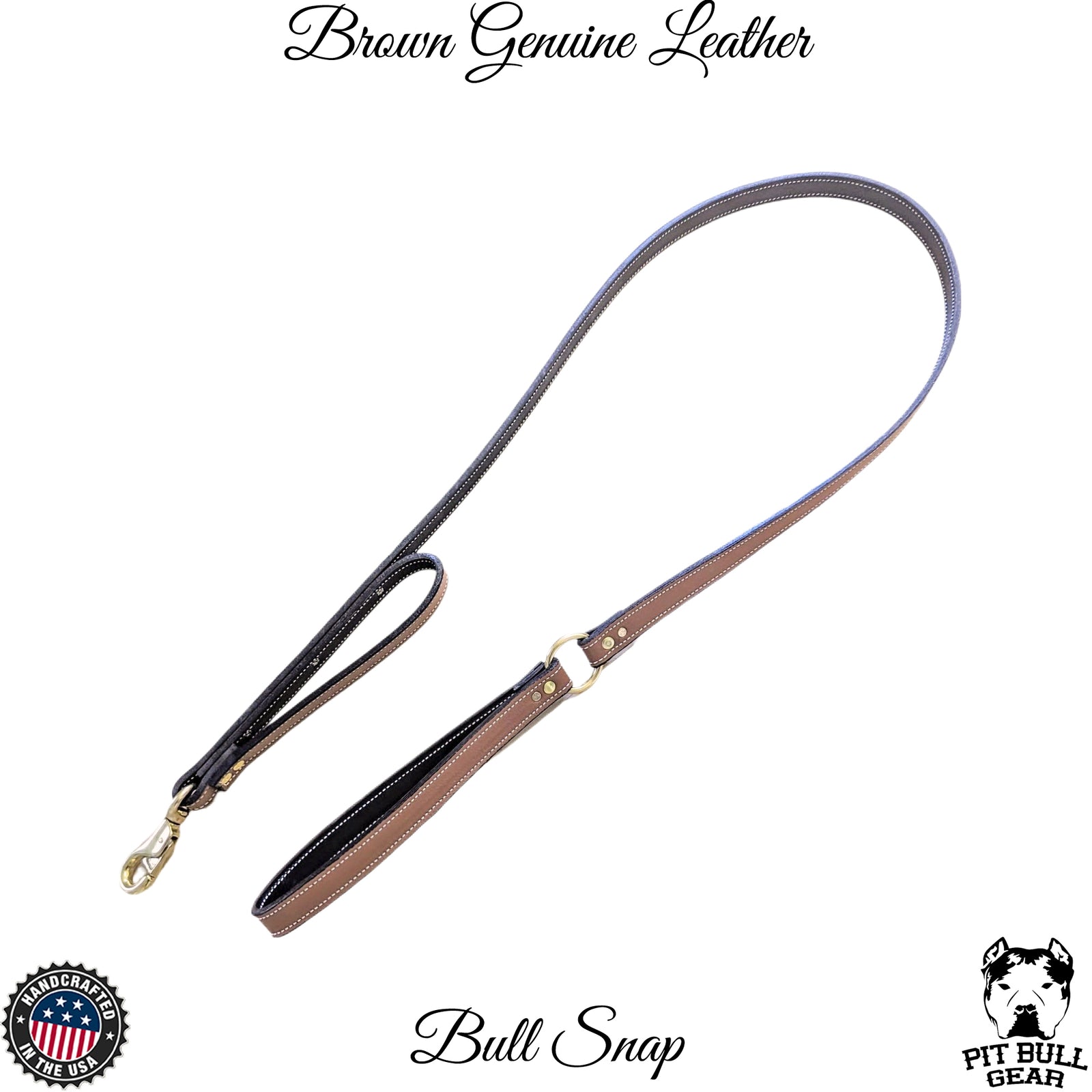 Dual Handle Leather Leash w/O-Ring Handle