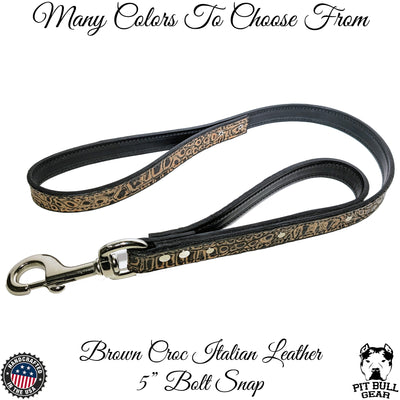 Dual Handle Leather Dog Leash - 1' Wide