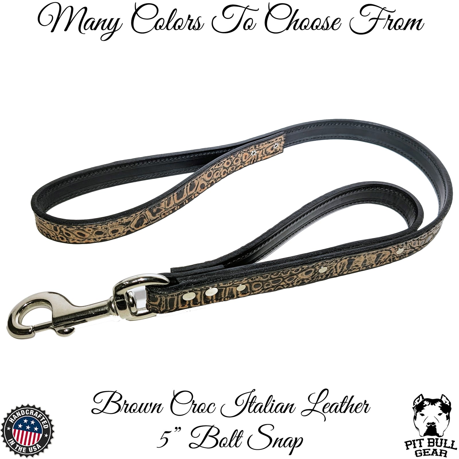 Dual Handle Leather Leash - Heavy Duty