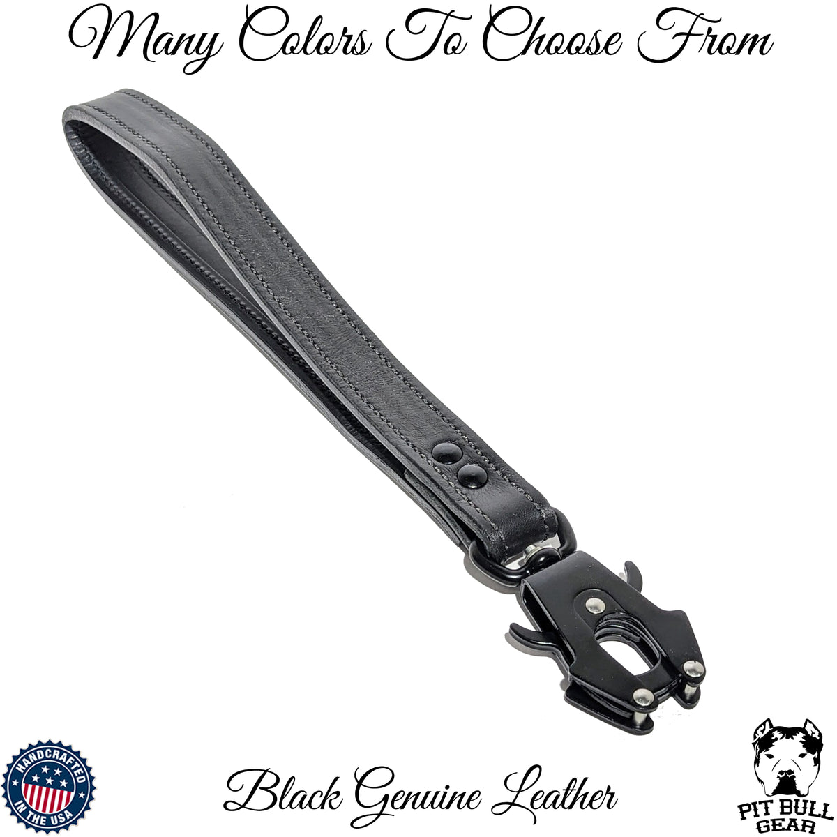 Leather Traffic Lead with Frog Clip Heavy Duty Dog Leash - 15&quot;