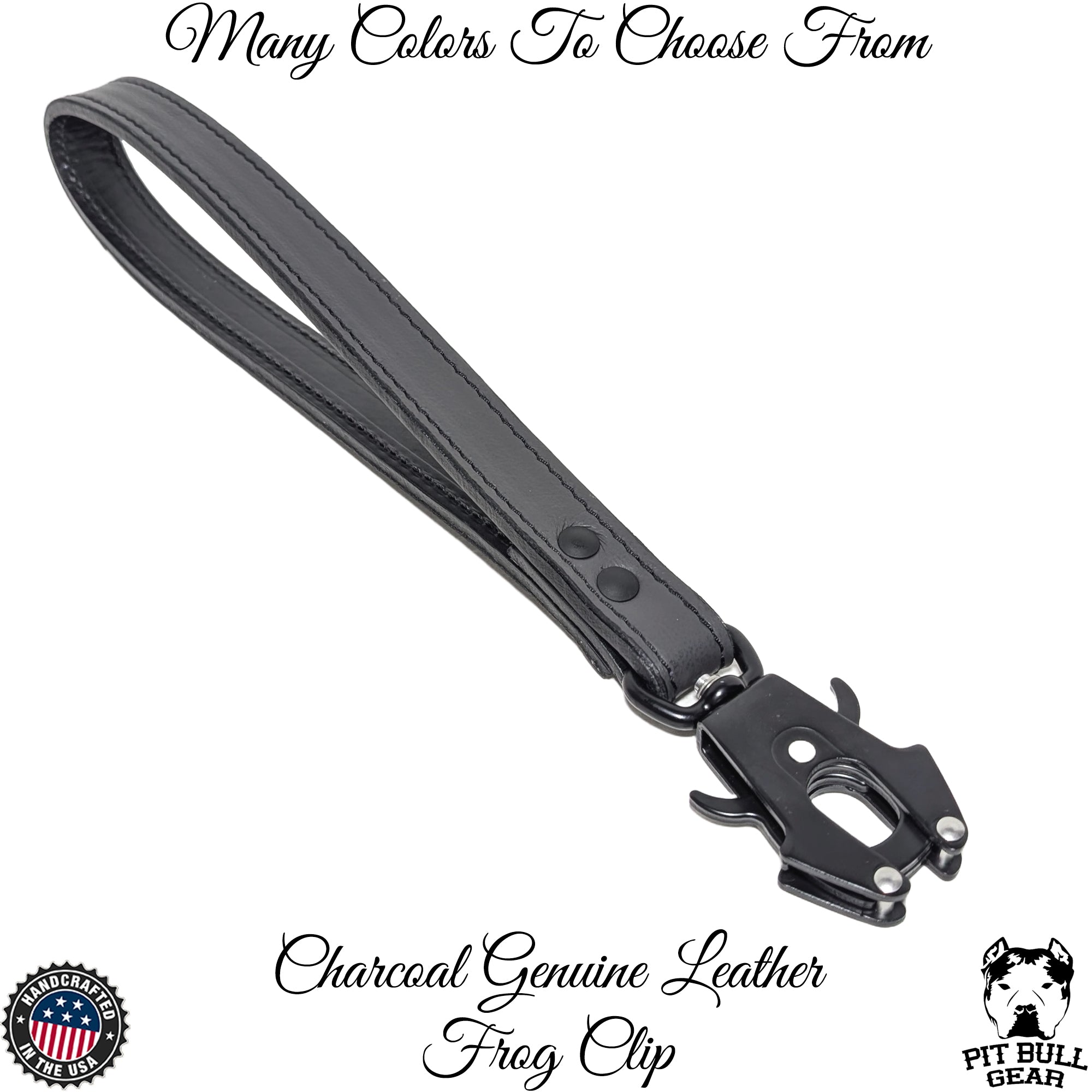 Leather Traffic Lead with Frog Clip Heavy Duty Dog Leash - 15"