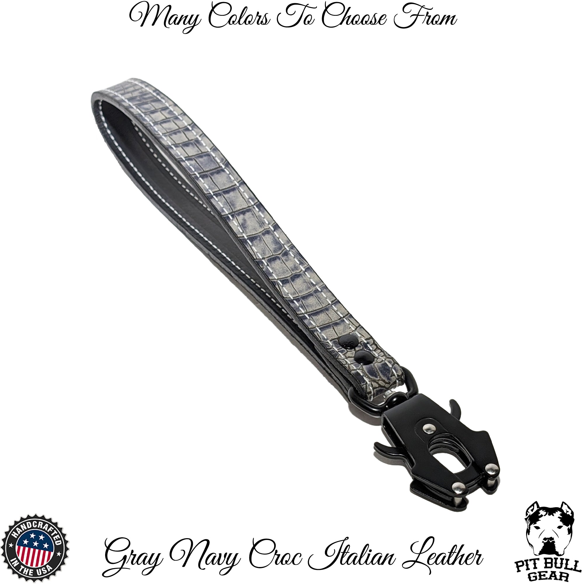 Leather Traffic Lead with Frog Clip Heavy Duty Dog Leash - 15"