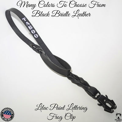 Leather Dog Leash Personalized Name Hand Painted Twisted 1" Leather