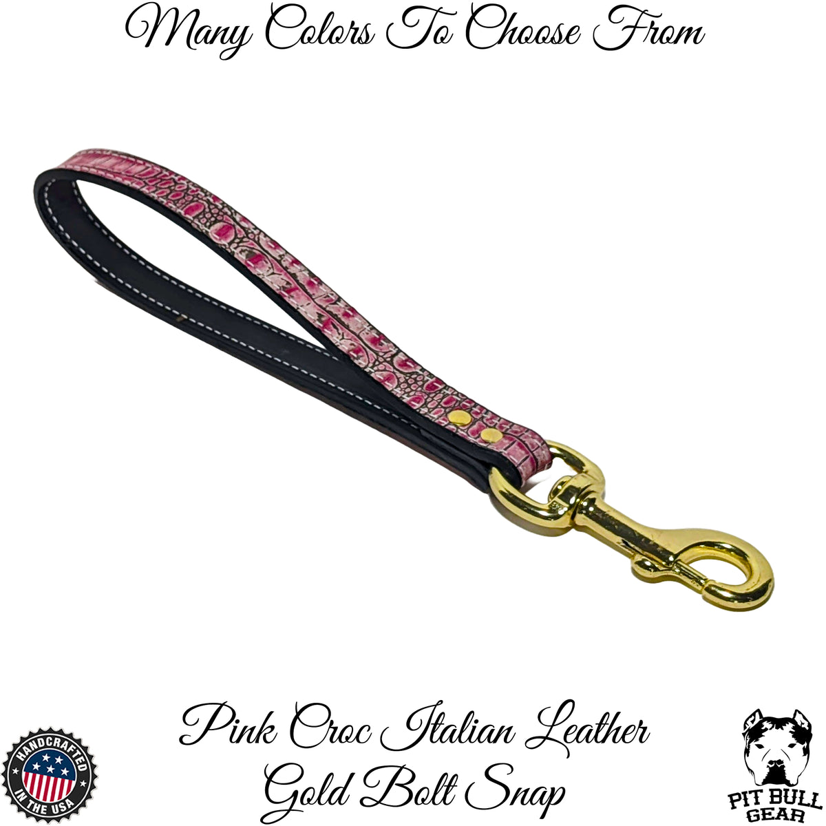 Custom Made 1" Wide Italian Leather Traffic Leash — Personalized Short Control Lead (15"–18")