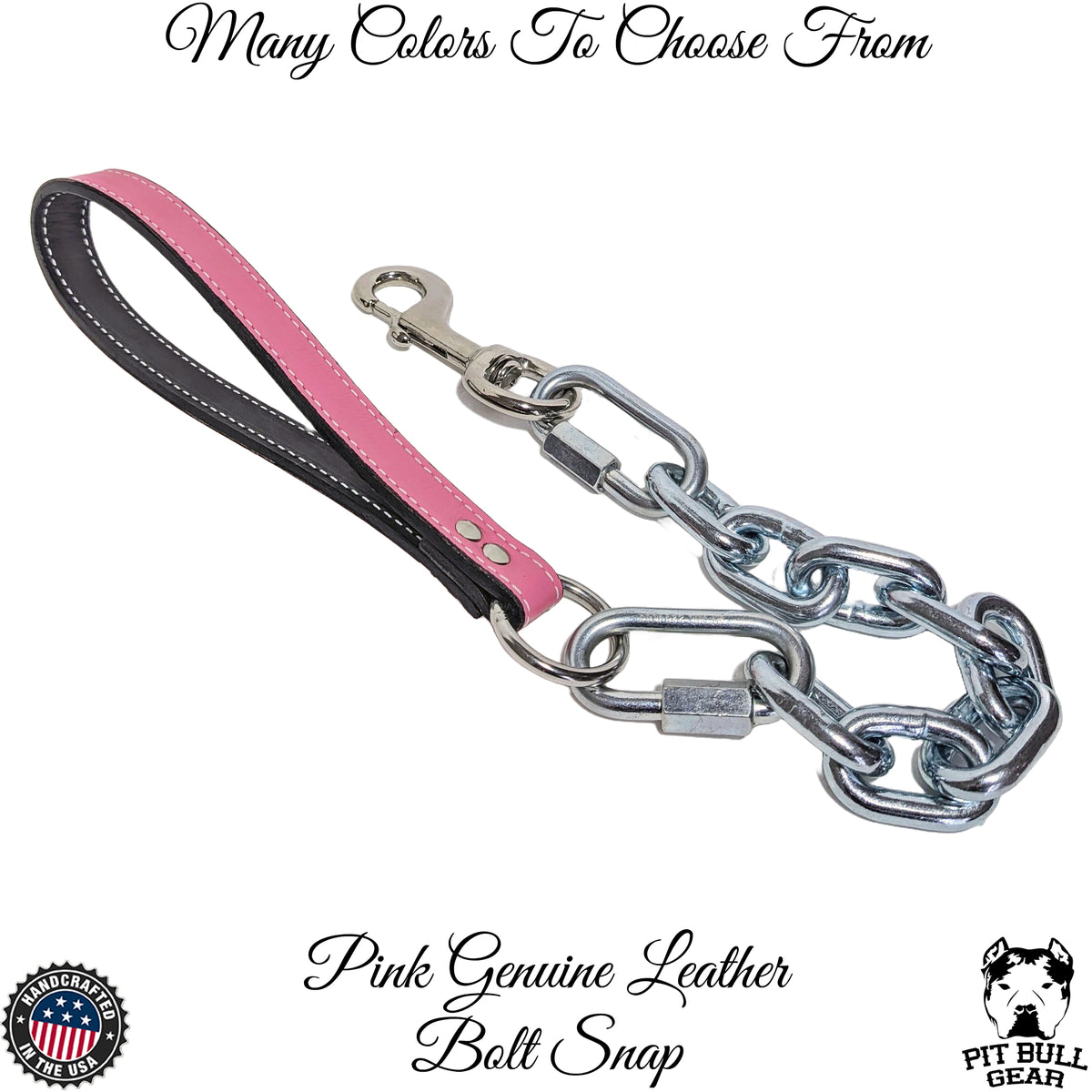 Super Heavy Silver Chain Lead - Leather Handle  - 30"