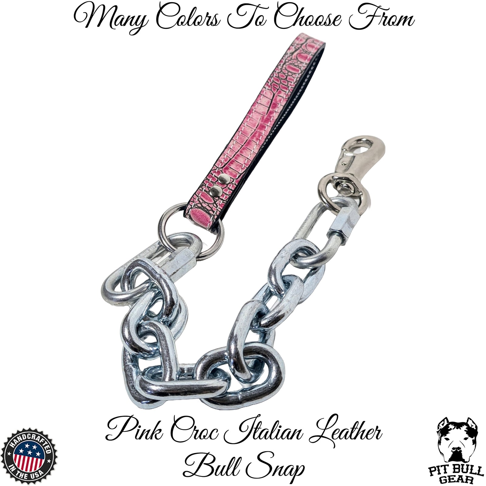 Super Heavy Silver Chain Lead - Leather Handle  - 30"