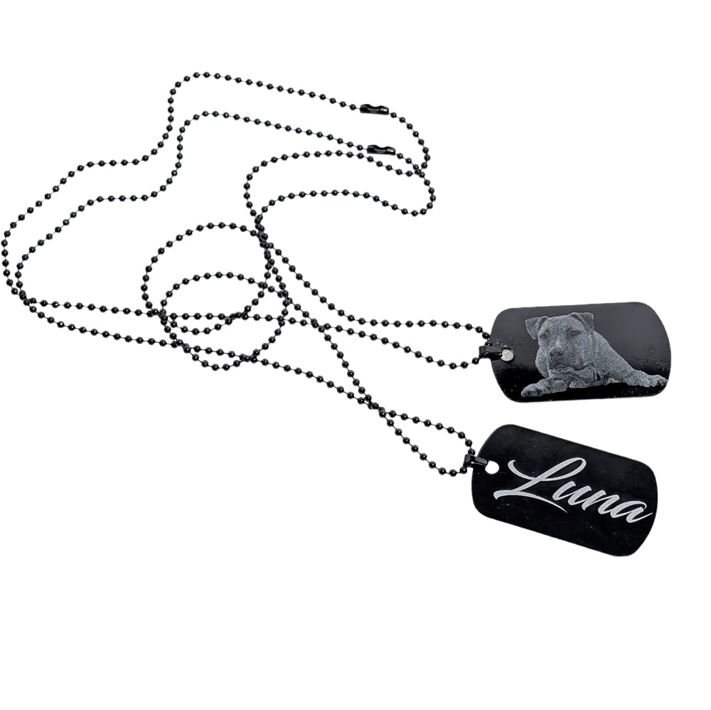 Pet Memorial Personalized Photo Aluminum Dog Tag Necklace with Back Engraving