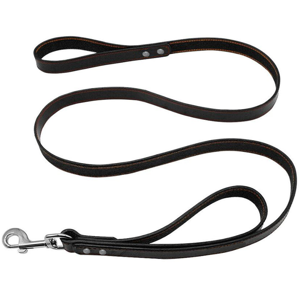 Dual Handle Leather Leash - Heavy Duty