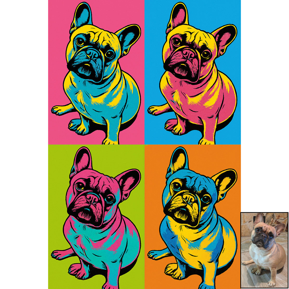 Custom Pop Art Pet Portrait – Warhol Style 4-Panel Print