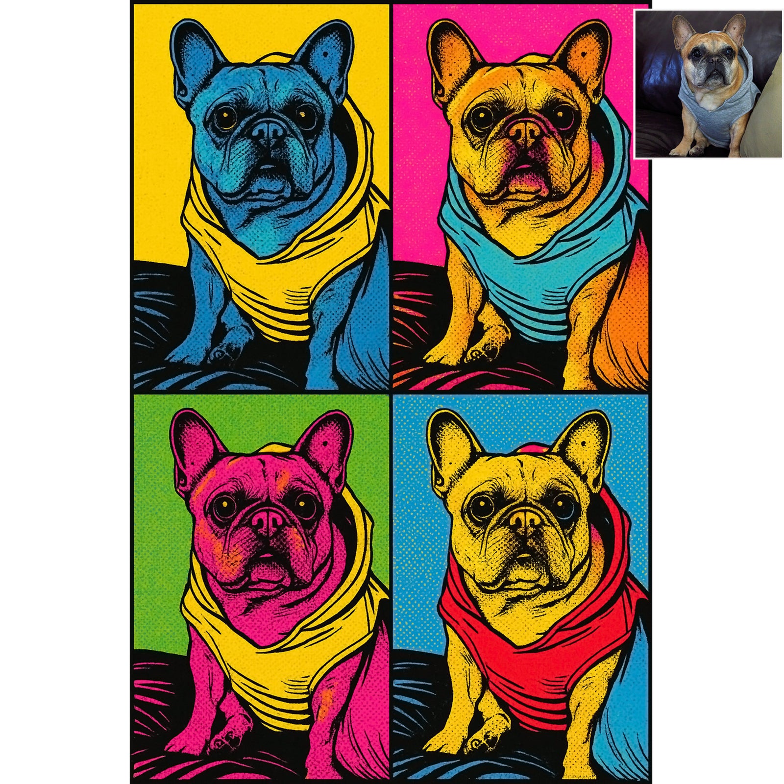 Custom Pop Art Pet Portrait – Warhol Style 4-Panel Print