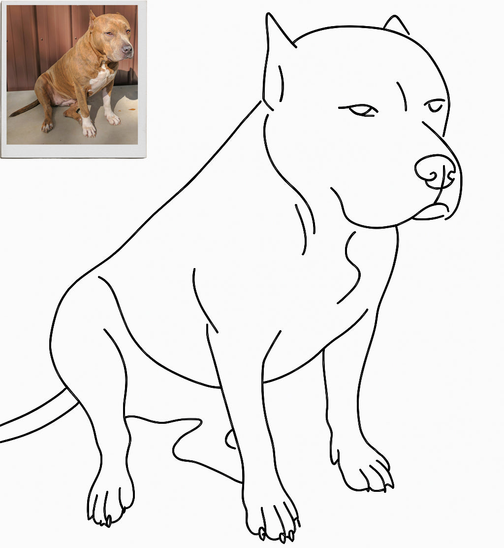 Custom Minimalist Line Art Pet Portrait – Timeless, Elegant Pet Artwork from Your Photo