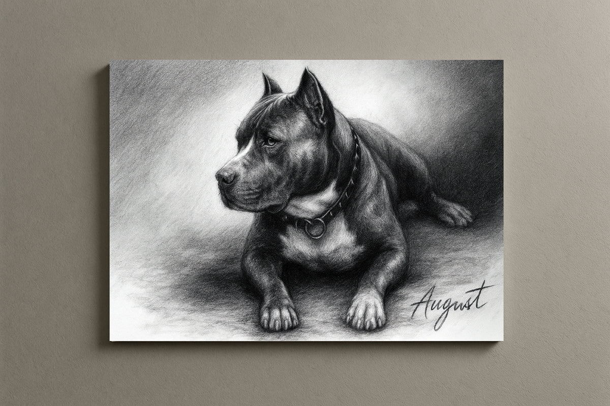 Custom Charcoal Style Pet Portrait – Digital Dog Art from Your Photo