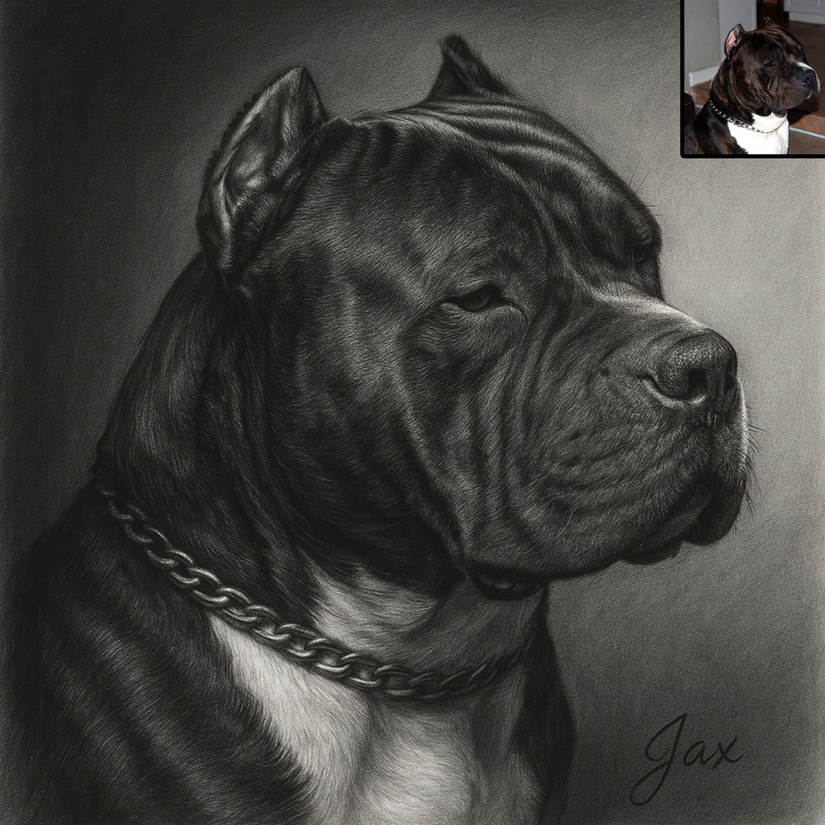 Custom Charcoal Style Pet Portrait – Digital Dog Art from Your Photo