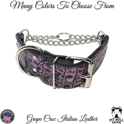 Leather Martingale Collar with Buckle, Training Collar 2" Wide - LM9