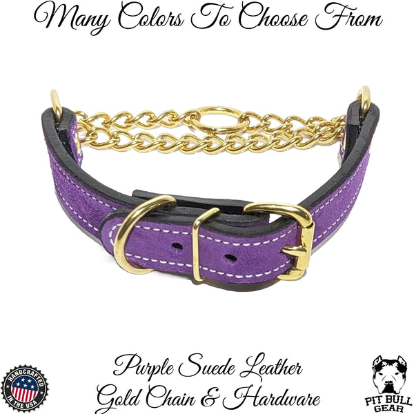 Leather Martingale Collar with Buckle, Training Collar 1.5" Wide LM1