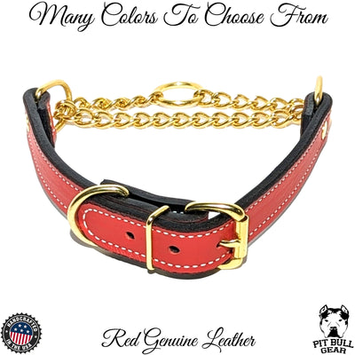 Leather Martingale Collar with Buckle, Training Collar 1.5" Wide - LMG1