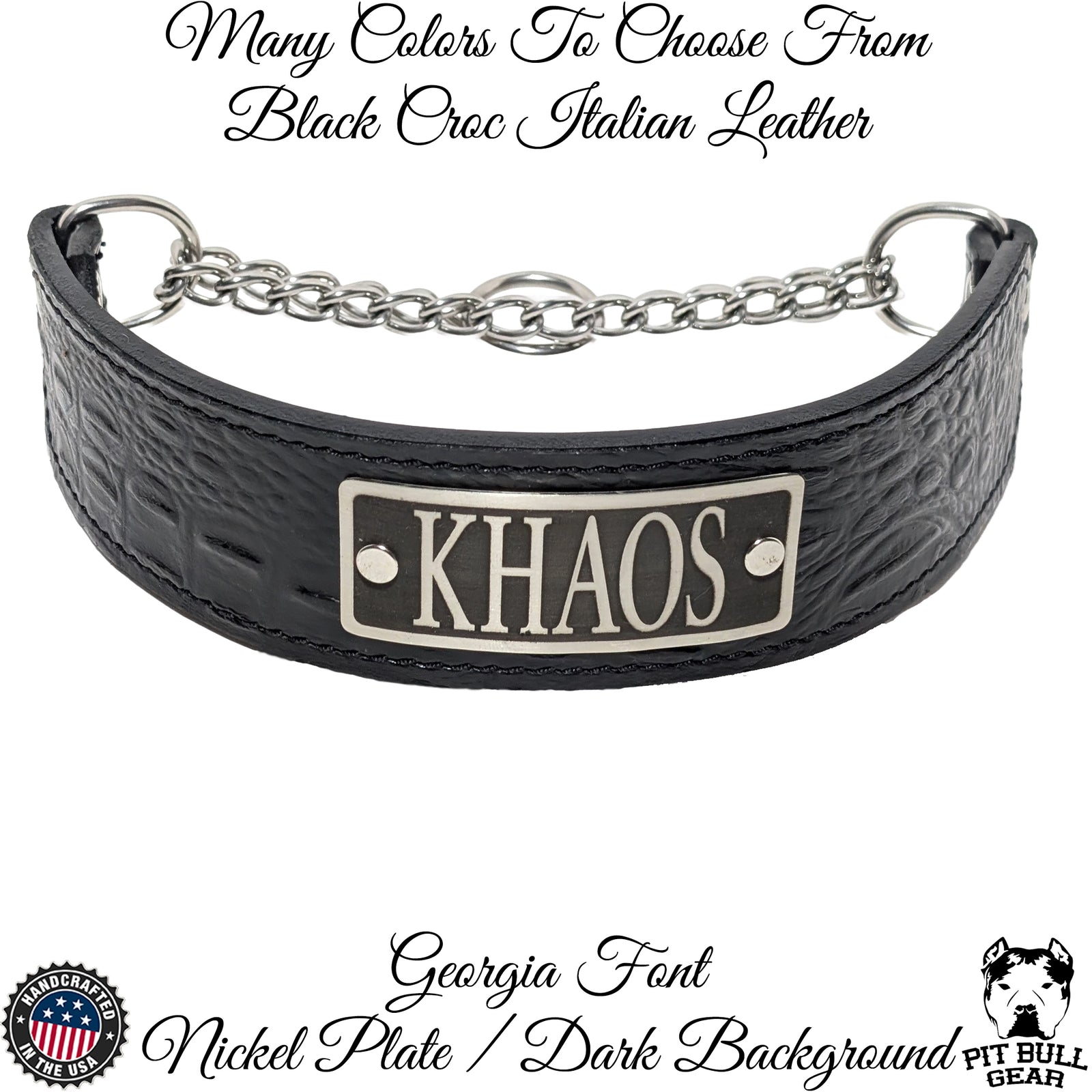 LM7N - 2" Wide Personalized Leather Martingale Dog Collar