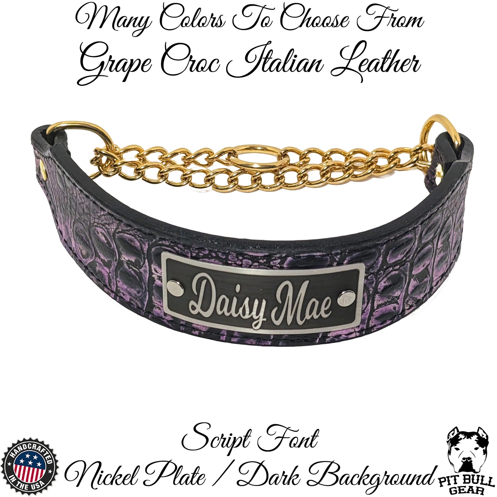LM7NG - 2" Wide Personalized Leather Martingale Dog Collar