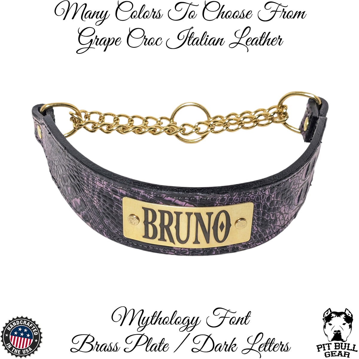 LM7NG - 2" Wide Personalized Leather Martingale Dog Collar