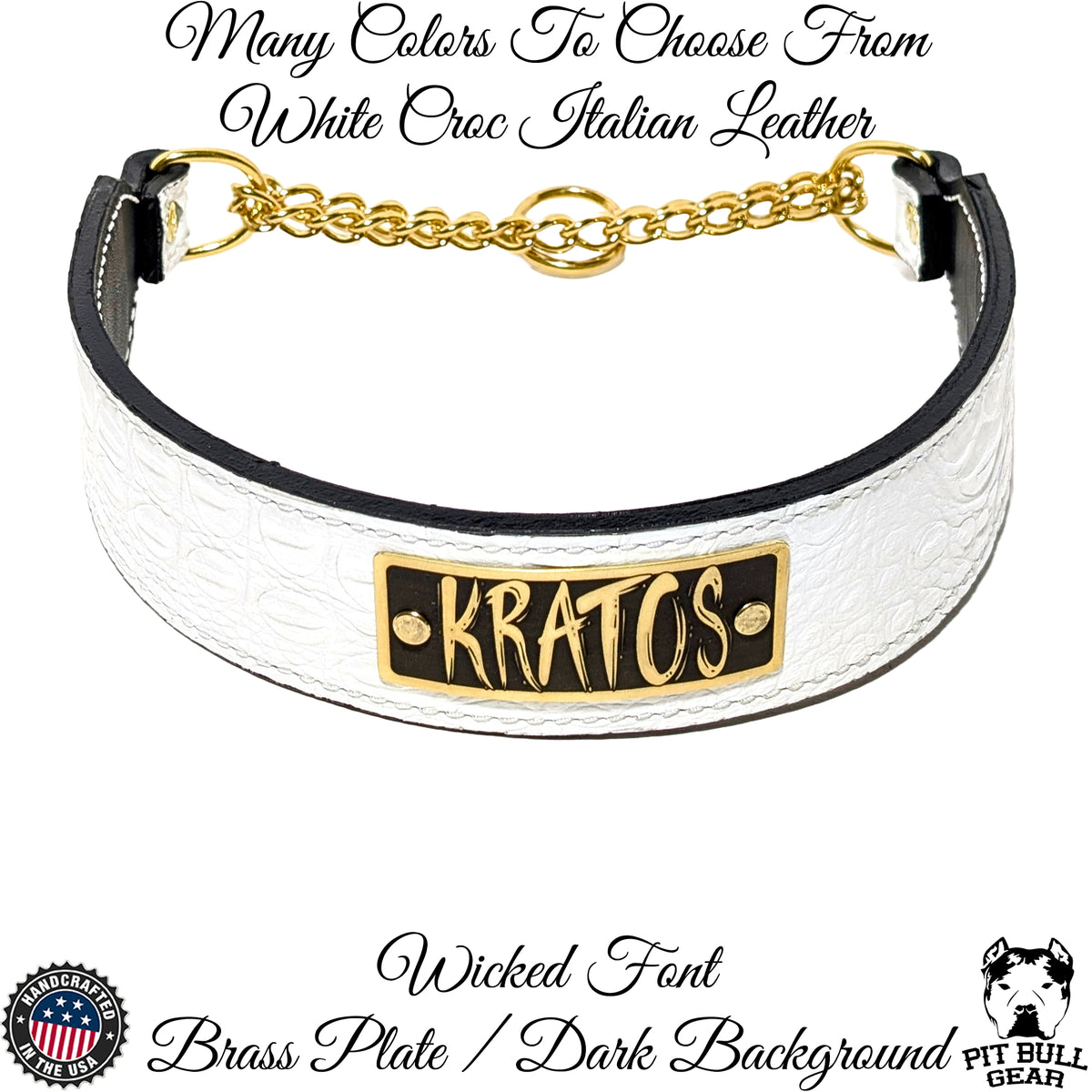 LM7NG - 2" Wide Personalized Leather Martingale Dog Collar