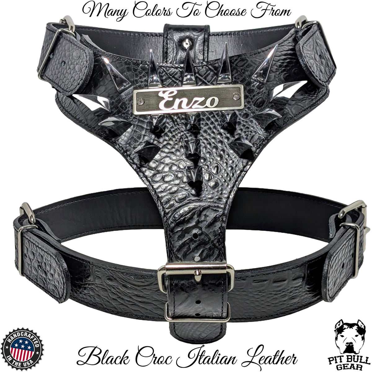 NH7 - Personalized Leather Dog Harness with Claw Spikes