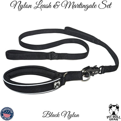 Nylon Martingale Collar and Nylon Dual Handle Leash Set, Padded - NS1