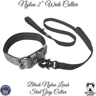 Nylon Dog Collar Nylon Dual Handle Leash Set, Heavy Duty Padded - NS3