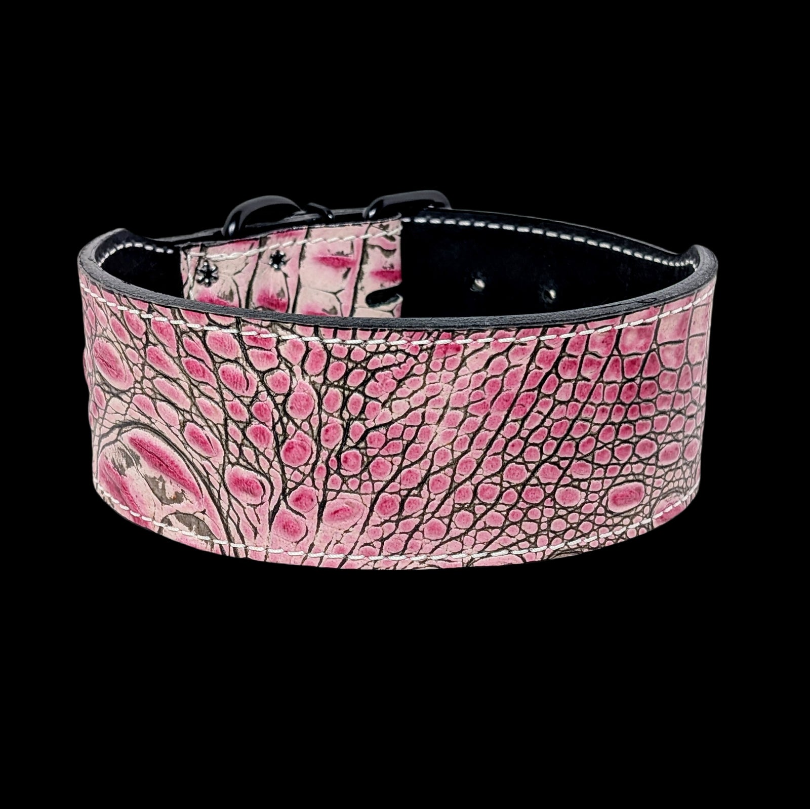 * 2.5" Wide Pink Croc Leather Dog Collar 16"-19" Neck – Overstock Special