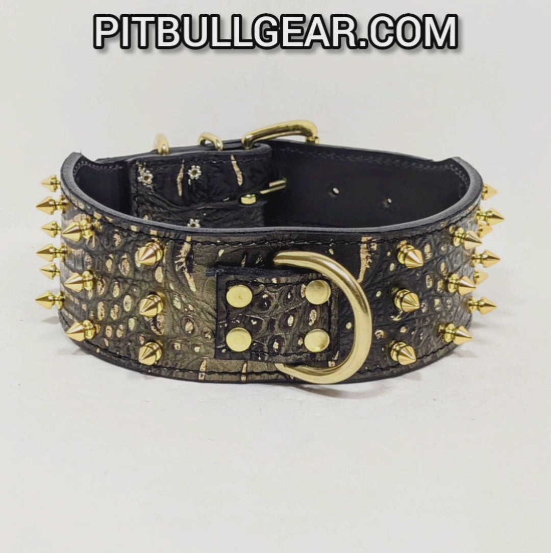 J12 - 2.5" Wide Spiked Leather Dog Collar