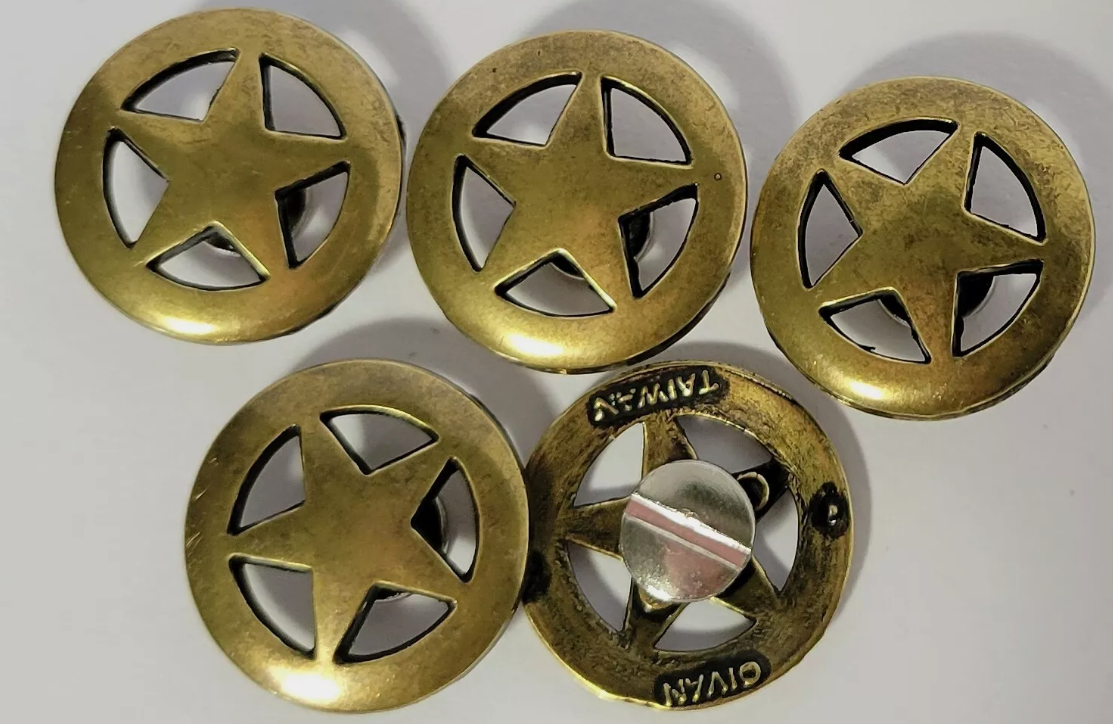 Concho - Ranger Star Brass Concho - (paquete de 5)