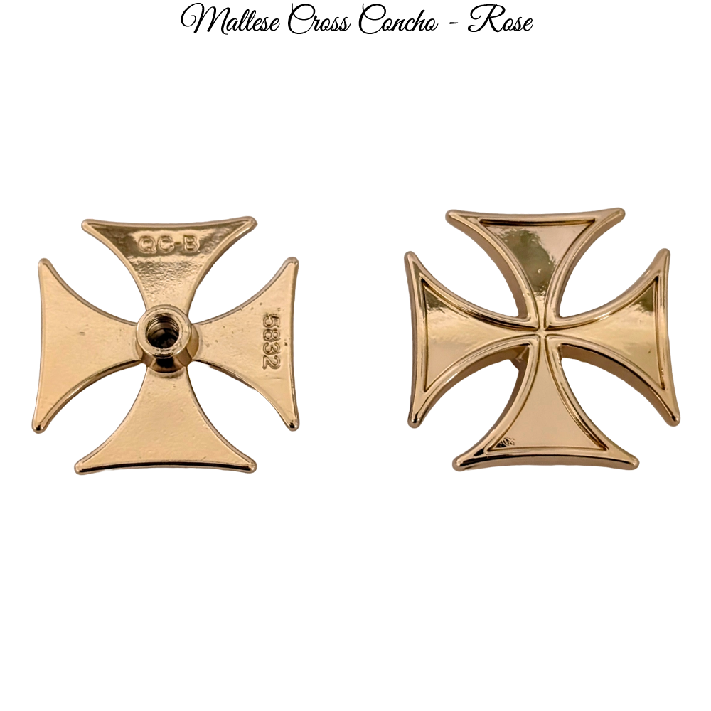 Concho - Rose Gold Maltese Iron Cross Concho Screwback